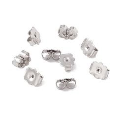 Stainless Steel Color Non-Tarnish 304 Stainless Steel Friction Ear Nuts, Flower, Stainless Steel Color, 6x5.5x3mm, Hole: 0.6mm