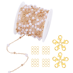 Золотой Набор для изготовления ювелирных изделий своими руками, в том числе 1 цепочка из бисера в рулоне ручной работы, железа открыты кольца прыжок, Карабин-лобстер из цинкового сплава, золотые, цепи: 3x1x0.5 mm, 5 м / рулон