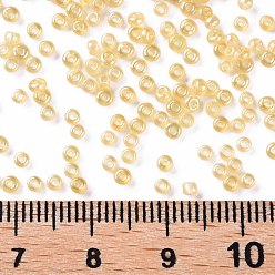 Pale Goldenrod 12/0 Grade A Round Glass Seed Beads, Transparent Colours Lustered, Pale Goldenrod, 12/0, 2x1.5mm, Hole: 0.3mm