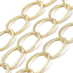 Золотой Оксидированные алюминиевые текстурированные бордюрные цепи, несварные, с катушкой, золотые, 40x27x2.5 мм, около 32.81 футов (10 м) / рулон