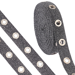 Серый 9 ярдов блестящей полиэстеровой ленты с люверсами из сплава, аксессуары для одежды, серые, 1 дюйм (24 мм)