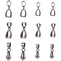 Gunmetal Brass Pinch Bails, Ice Pick, Gunmetal, 12~20x6~7mm, 100pcs/box
