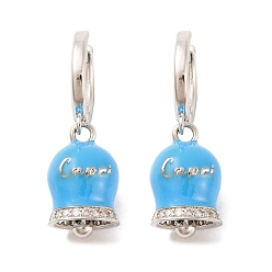 Светло-Синий Женские серьги-кольца из латуни и эмали, без свинца и без кадмия, реальный 18 k позолоченный, голубой, 30 мм