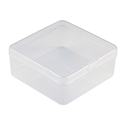 Прозрачный Пластиковые контейнеры для шариков с откидной крышкой, квадратный, прозрачные, 9.55x9.4x3.5 см, внутренний размер: 9x9 см.