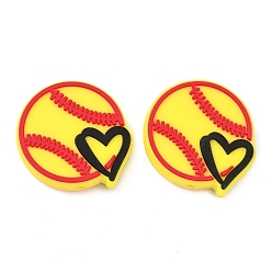 Желтый Силиконовые бусины, бейсбол, фокусные бусы, желтые, 29.5x7.5 мм, отверстие : 2.5 мм