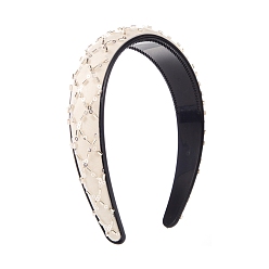 Floral White Cloth Sequin Decor Headband, Fish Net Style Simple Lady Hair Accessories, Floral White, 150x120x30mm