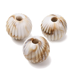 Круглые Двухцветные непрозрачные акриловые бусины, имитирующие драгоценные камни, европейские бусины, бусины с большим отверстием, цвет шоколада, круглые, 19.5x19 мм, отверстие : 5 мм, Около 120 шт / 500 г