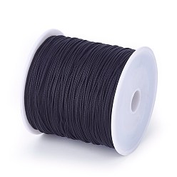 Black Braided Nylon Thread, Chinese Knotting Cord Beading Cord for Beading Jewelry Making, Black, 0.8mm, about 100yards/roll