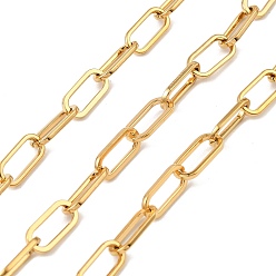 Настоящее золото 18K 304 цепи из нержавеющей стали, ионное покрытие (ip), несварные, с катушкой, реальный 18 k позолоченный, ссылка: 14x6.5x1.2 mm, около 16.40 футов (5 м) / рулон