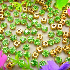 Перидот Плоская круглая вышивка стразами, стекло кристалл горный хрусталь, многожильных ссылки, с латунной закрепкой, перидот, 4 мм, около 1400~1440 шт / упаковка