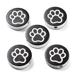 Paw Print Деревянные бусины на тему собаки, чёрные, отпечаток лапы, 20x6 мм, отверстие : 3 мм
