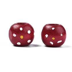 Темно-Красный Бусины из натурального дерева, круглый в горошек, темно-красный, 9~10.5x8~9 мм, отверстие : 2.5~3.5 мм, Около 3700 шт / 1000 г