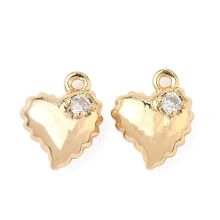 Сердце Латунные микро проложить кубического циркония подвески, без никеля , реальный 18 k позолоченный, сердце, 15x11.5x5.5 мм, отверстие : 1.4 мм