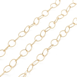 Real 18K Gold Plated Brass Hollow Oval Link Chains, Cadmium Free & Nickel Free & Lead Free, Unwelded, with Spool, Real 18K Gold Plated, 8x5.5x0.5mm