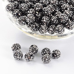 Гематит Бусины со стразами, полимерная глина , pave disco бусины, класс А, круглые, половине просверлил, струи гематита, 8 мм, отверстие : 1 мм