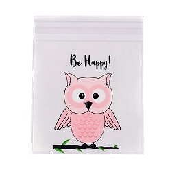 Сова Прямоугольные самоклеящиеся пакеты для печенья opp, для выпечки упаковочные пакеты, Шаблон совы, 13x9.9x0.01 см, около 95~100 шт / упаковка
