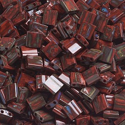 (RR4520) Непрозрачный Оранжевый Пикассо Миюки тила бусины, японский бисер, 2-луночное, (rr 4520) непрозрачный апельсиновый пикассо, 5x5x1.9 мм, Отверстие: 0.8 мм, о 118 шт / бутылка, 10 г / бутылка