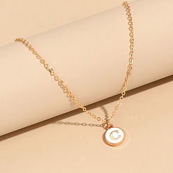 Letter C Сплав белого эмалевого диска с инициалами подвески ожерелья для женщин, золотые, буква С, 17.72 дюйм (45 см)