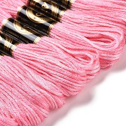 Hot Pink 10 Skeins 6-Ply Polyester Embroidery Floss, Cross Stitch Threads, Segment Dyed, Hot Pink, 0.5mm, about 8.75 Yards(8m)/skein