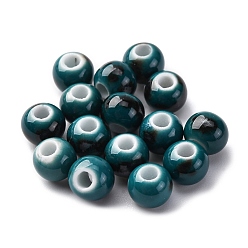 Темно-серый Фарфоровые бусины ручной работы, круглые, темно-серый, 6~7x5~6 мм, отверстие : 2 мм