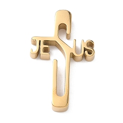 Золотой Пасхальные 304 кулоны из нержавеющей стали, амулеты в виде креста Иисуса, ионное покрытие (ip), золотые, 32.5x20x4.5 мм, отверстие : 3.5 мм