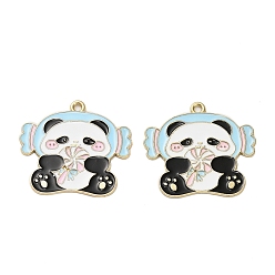 Светло-Голубой Подвески из эмали и сплава, золотые, очарование панды, Небесно-голубой, 27x29.5x1 мм, отверстие : 1.8 мм