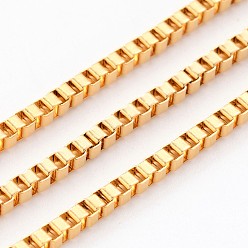 Золотой Ионное покрытие (ip) 304 венецианские цепи из нержавеющей стали, коробка цепи, несварные, с катушкой, прямоугольные, золотые, 2.4 мм, около 32.8 футов (10 м) / рулон