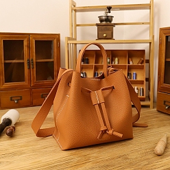 Шоколадный Набор для самостоятельного изготовления сумки-ведра с завязками, включая материалы сумки из искусственной кожи, цвет шоколада, 230x220x130 мм