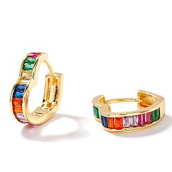 Разноцветный Латунные серьги-кольца в форме сердца, с кубического циркония, золотые, красочный, 15x4 мм