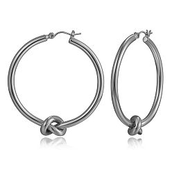 Черный Цвет Металла Серьги-кольца из латуни в форме узла, металлический черный , 60 мм