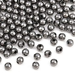 Черный Цвет Металла Spacer бисер железа, круглые, металлический черный , 4 мм, отверстие : 1.5 мм