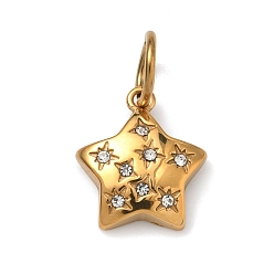 Звезда 304 подвески из прозрачного кубического циркония из нержавеющей стали, золотые, звезды прелести, 14.5x12.5x3 мм, Перейти кольцо: 7x1 мм, внутренний диаметр: 5 мм