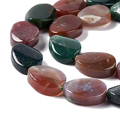 Indian Agate Natural Indian Agate Beads Strands, Twist Oval, 17.5~18.5x12.5~13.5x5.5~6.5mm, Hole: 1mm, about 23pcs/strand, 15.43''~16.22''(39.2~41.2cm)