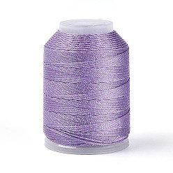 Лиловый 200м 6-слойный блестящий полиэстеровый шнур для изготовления ювелирных изделий, круглые, сирень, 0.6 мм, около 218.72 ярдов (200 м) / шт