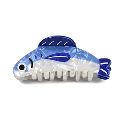 Синий Заколки-когти с уксусной кислотой, рыба, с железом, синие, 91x32x40 мм