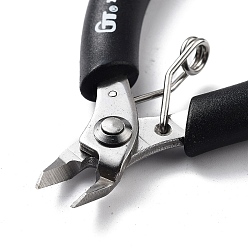 Black Stainless Steel Jewelry Pliers, Flat Nose Plier, with Plastic Handle & Jaw Cover, Black, 8.6x7.65x1.2cm