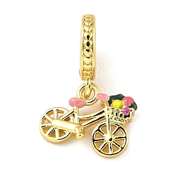 Настоящее золото 18K Стойки обшивки латунь кулон, с эмалью, долговечный, без свинца и без кадмия, мотоцикл, реальный 18 k позолоченный, 21.5 мм, отверстие : 4.5 мм