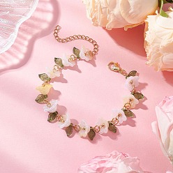 Светлый Золото-желтый Акриловые браслеты из бисера для женщин, цветок, с 304 из нержавеющей стали Lobster Claw застежками, светлый золотарник желтый, 7-1/4 дюйм (18.4 см)