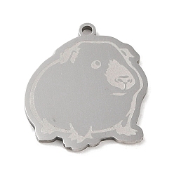 Нержавеющая Сталь Цвет Не тускнеющие 201 подвески из нержавеющей стали, очарование морской свинки, цвет нержавеющей стали, 24.5x21.5x1.5 мм, отверстие : 1 мм