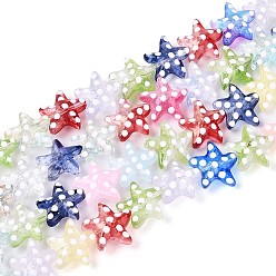 Разноцветный Нити стеклянных эмалевых бусин, звезда с точкой, красочный, 14~14.5x15~15.5x6~7 мм, отверстие : 0.6 мм, около 20 шт / нитка, 9.65'' (24.5 см)