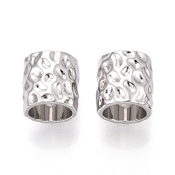 Платина Текстурированные сплавные бусины с большими отверстиями, форма колонны, платина, 14x13.5 мм, отверстие : 10 мм