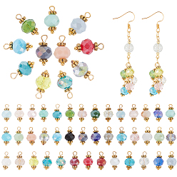 (52) Непрозрачная лаванда 180шт 9 цвета подвески из гальванического стекла, граненые подвески-рондели с латунными петлями золотистого цвета, разноцветные, 15x7.5~8 мм, отверстие : 3 мм, 20 шт / цвет