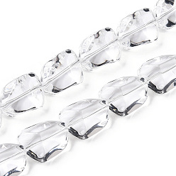 Прозрачный Прозрачные стеклянные бусины нити, граненые, самородки, прозрачные, 15x12x9 мм, отверстие : 0.9 мм, около 40 шт / нитка, 24.02'' (61 см)