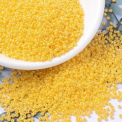 (RR422D) Opaque Yellow Luster Миюки круглые бусины рокайль, японский бисер, 11/0, (rr 422 d) непрозрачный желтый блеск, 11/0, 2x1.3 мм, Отверстие : 0.8 мм , около 5500 шт / 50 г