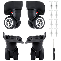 Black 4Pcs ABS Plastic Replacement Luggage Wheel, Furniture Caster & 1Pcs Carbon Steel Cross Head Screwdrivers, Black, 104x108x109mm