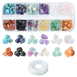 Mixed Stone DIY Natural & Synthetic Mixed Gemsotne Chips Stretch Bracelet Making Kit, Including Gemstone Beads and Elastic Thread, 5~8mm, Hole: 0.8mm, 72g/box
