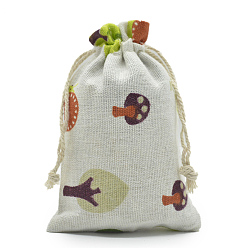 Дерево Сумки Linenette с кулиской, прямоугольные, Шаблон дерева, 18x13 см