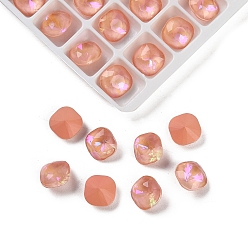 Красный Заостренные заднее стекло горный хрусталь кабошоны, имитация турмалина, граненые, квадратный, красные, 8x8x5 мм