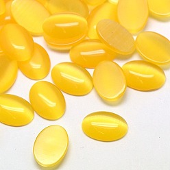 Gold Cat Eye Cabochons, Oval, Gold, 10x8x2.5mm