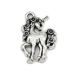 Единорог Подвески сплава cmолы, тема животных, прелести смешанных форм, единорог, 23.5x15x3 мм, отверстие : 2 мм